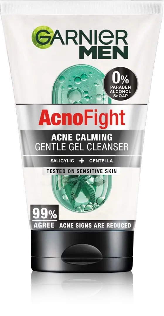 Garnier men acno fight gentle gel cleanser sebagai langkah pertama sebelum pelembap wajah pria