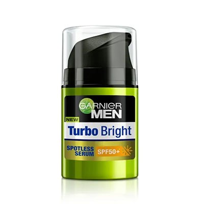 Garnier Men TurboBright SpotProof Serum SPF50+ pelembap wajah pria terbaik