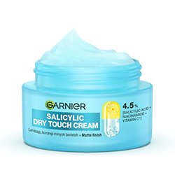 Garnier Mochi Salicylic Dry Touch Cream moisturizer adalah pelembap untuk kulit berminyak dan rentan berjerawat