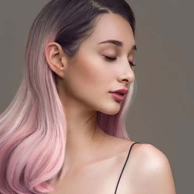 contoh warna rambut pink pastel Ombre