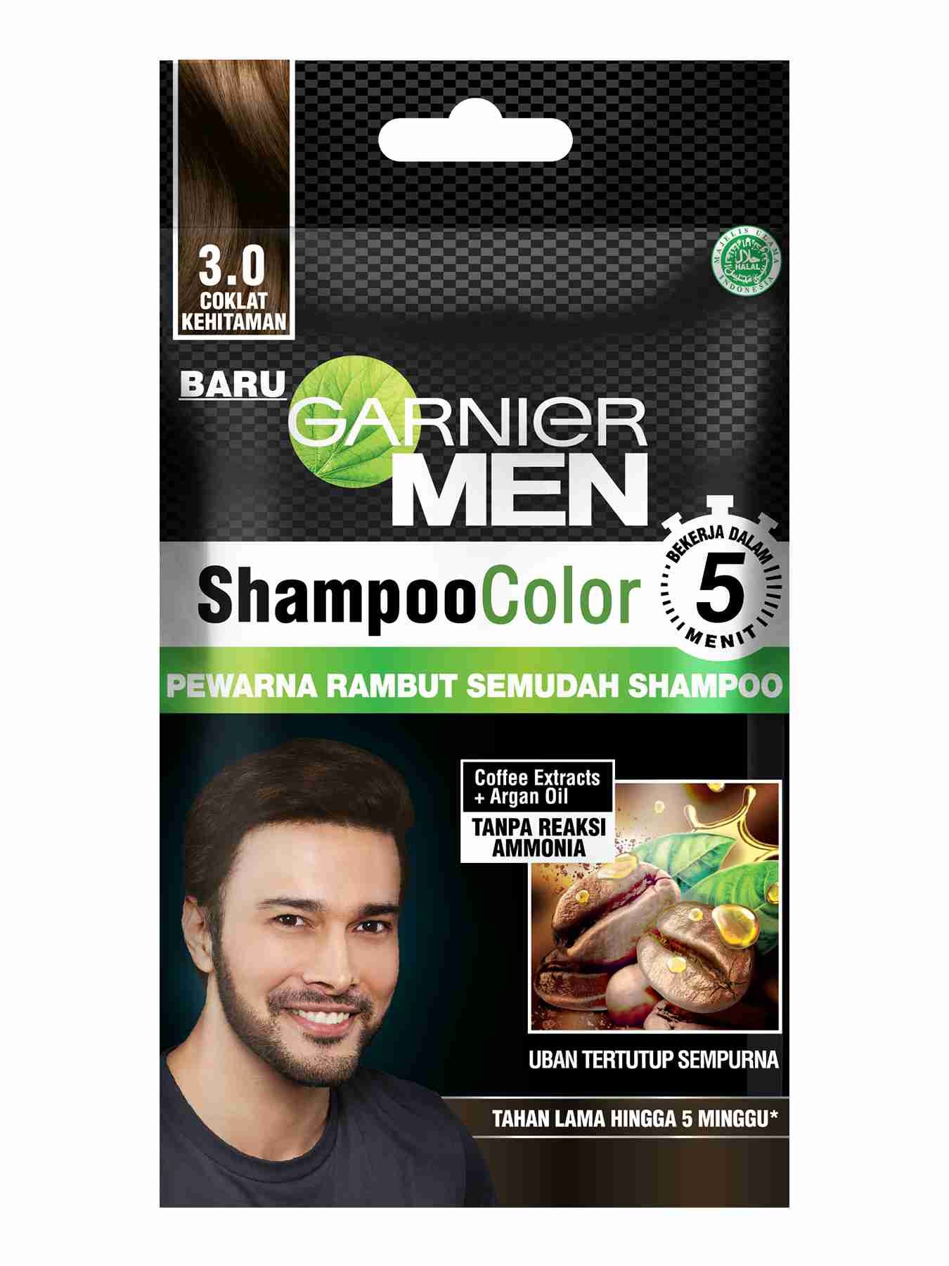 Garnier Men Shampoo Color - 3.0 Coklat Kehitaman