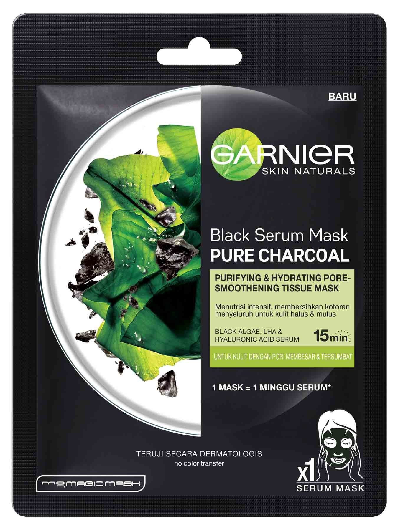 Black Serum Mask Pure Charcoal Black Algae Garnier Serum 